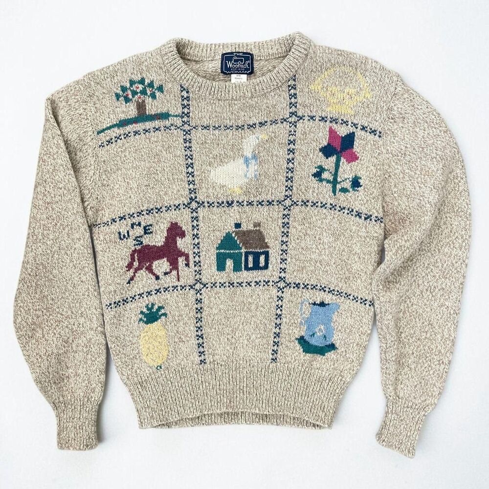 Woolrich Women's Tan and Blue Jumper - Picture 2 of 5